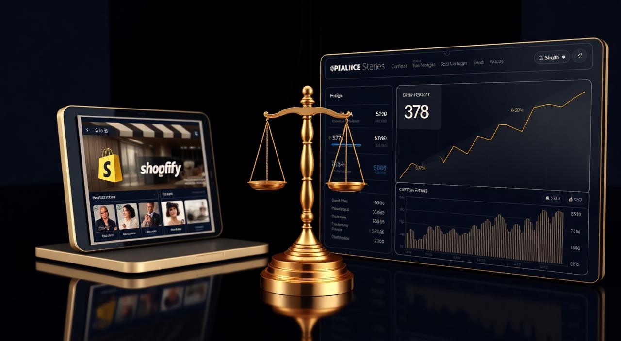 Shopify store redesign mockup beside a conversion optimization analytics dashboard