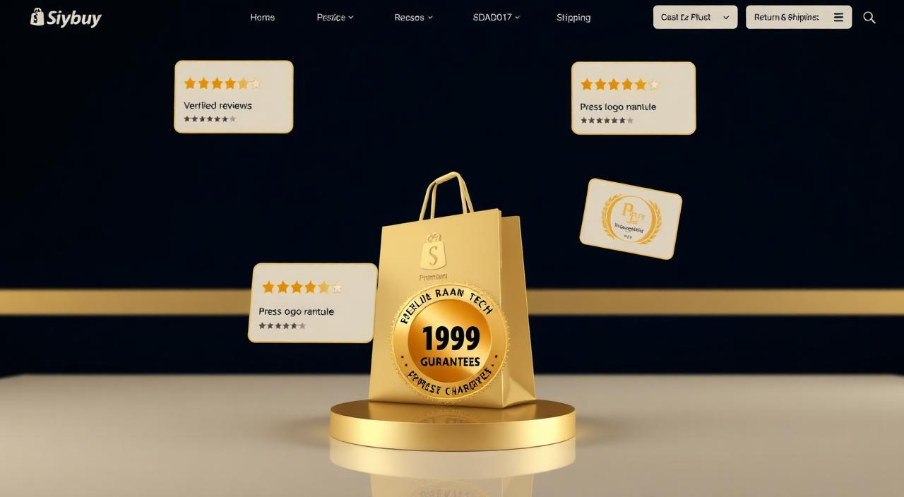 Premium Shopify product page surrounded by verified review cards and trust badges